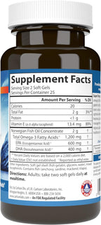 Carlson - Super Omega-3 Gems, 1200 mg Omega-3s, Norwegian, Cardiovascular Support, Brain Function & Vision Health, 50 soft gels