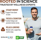 Granions KSM66 Ashwagandha Supplements - 1,050 mg, 5% Withanolides, Clinically Studied KSM-66 Root Extract Pills - Vegan Stress and Focus Support for Men and Women - 90 KSM 66 Ashwagandha Capsules