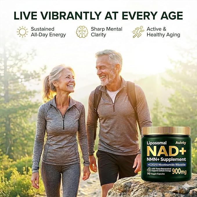 Liposomal NAD+ NMN Supplement with COQ10, Nicotinamide Riboside, Trans-Resveratrol, 900mg, 90 Veggie Capsules