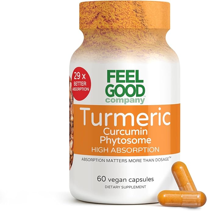 FeelGood Superfoods - Turmeric Curcumin Capsules - Ultra High Absorption - 60ct - 1000mg per Serving