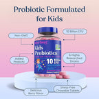 LOVEBUG Probiotics for Kids – Probiotic Chewables with Prebiotic Fiber for Age 4+,Daily Children's Gut Health & Digestive Support Supplement, Sugar-Free Berry Flavor, 30 Count