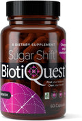BiotiQuest Sugar Shift Probiotic | Helps Decrease Sugar & Carb Cravings and Supports Digestive Balance | 22 Billion CFU | Non-GMO, Gluten-Free, & Vegan | 60 Servings