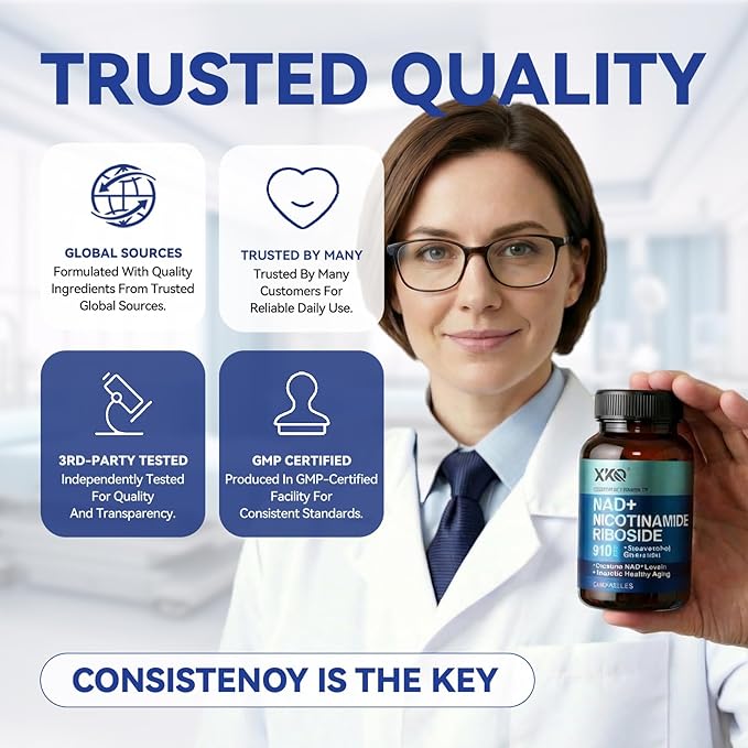 XKQ NAD Supplement, Liposomal NAD with Resveratrol｜NMN Supplement | NAD+ Supplement Resveratrol for Men & Women |, NAD Plus Supplement 910mg,60 Servings,Take 2 Daily