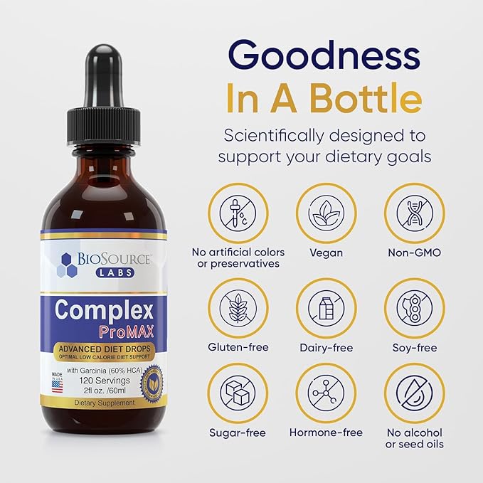 BioSource Labs Complex ProMAX Premium Diet Drops 2 oz (2 Bottle Pack) - 60 Day Supply