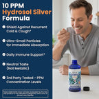 Optivida Colloidal Silver Liquid - 10 PPM Liquid Silver Immune Support, Pure Nano Silver Hydrosol Liquid for Family Wellness - Natural Silver Water for Adults & Kids, Non-GMO, 3rd Party Tested - 16 Oz