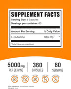BulkSupplements.com L-Glutamine Capsules - Glutamine Supplement, Amino Acid Supplement - Gluten Free, 6 Capsules per Serving (5000mg), 360 Count (Pack of 1)