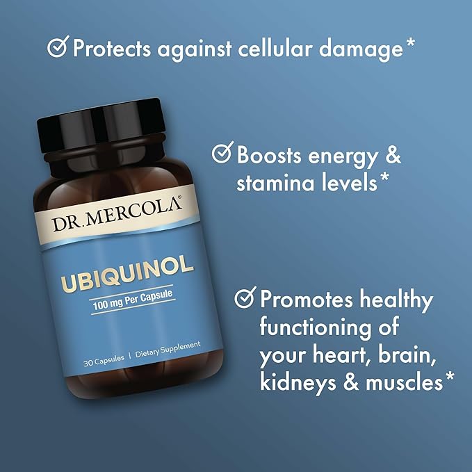 Dr. Mercola Ubiquinol - Supports Energy Production - Antioxidant Supplement - Non-GMO, Gluten-Free & Soy-Free - 30 Capsules (30 Servings) - 100 mg