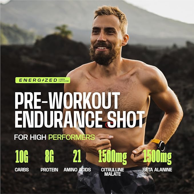 Frog Fuel Ultra Energy Gel & Energized Pre Workout Shot with 120mg Caffeine, 1500mg Beta Alanine, Electrolytes 8g Protein Nano-Hydrolyzed Grass Fed Collagen, 10g Carbs, Berry, 1.2 oz Packets, 24 Pack