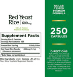 Nature's Bounty Red Yeast Rice, Herbal Supplement, 600mg, 250 Capsules (Pack of 3)