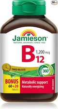 Jamieson Vitamin B12 (Cobalamin) 1200mcg, Timed Release, 80 tablets