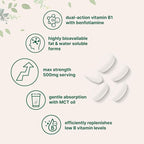 Micro Ingredients Vitamin B1 Thiamine 500mg with Benfotiamine & MCT Oil, 240 Softgels | Highly Bioavailable Thiamine Supplement for Energy & Nervous System Support* | Non-GMO, Soy Free
