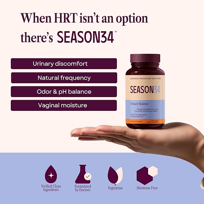 Menopause Urinary Support for Women 40+ | Urgency, Frequency & Hydration Balance | with D-Mannose & 48mg PAC Cranberry | Hormone-Free, Doctor-Formulated | 60 Capsules 1 Month Supply