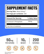 BulkSupplements.com Pyridoxal 5 Phosphate Powder - P-5-P Vitamin B6 Supplement, P-5-P 50mg - P5P Supplement, Gluten Free, 50mg of per Serving, 10g (0.35 oz) (Pack of 1)