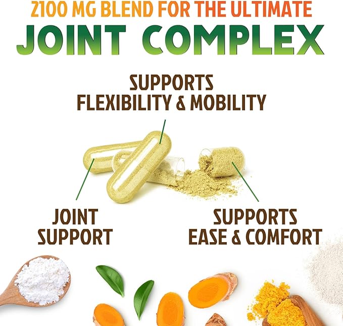 Glucosamine Chondroitin MSM - Joint Support Supplement for Joint Mobility, Comfort and Cartilage Support For Men and Women - Glucosamine Complex Supplements with Turmeric & Boswellia - 240 Capsules
