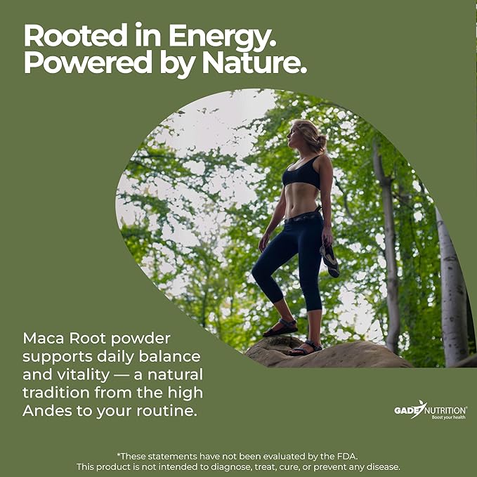 Gade Nutrition Organic Maca Root Trio Powder - Yellow, Red and Black Maca | 250g (8.8 oz) | Non-GMO, Gluten-Free, Dairy Free, Vegan | USA Ma