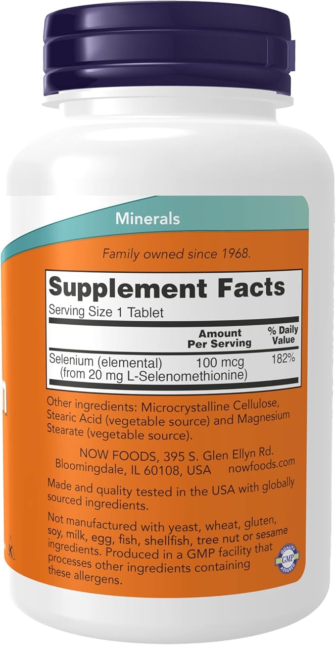 NOW Supplements, Selenium (L-Selenomethionine) 100 mcg, Essential Mineral*, 250 Tablets (Pack of 2)