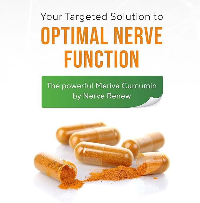 NERVE RENEW Meriva Curcumin with Black Pepper and Bioperine - Antioxidant Boost Nerve Support Supplement - 30 Capsules