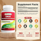 Best Naturals DMAE Supplement 250 mg 180 Capsules - Dimethylaminoethanol Bitartrate