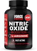 Force Factor Nitric Oxide Booster, Fast-Acting Formula with L-Arginine, Boosts Nitric Oxide Levels, Maximize Muscle Pumps, Enhance Endurance, Improve Circulation, 120 Capsules