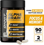 ONNIT Alpha Brain Nootropic Brain Supplement for Focus, Memory, Mental Clarity, Cognitive Support with L-Theanine and Vitamin B6, 90 Count Capsules