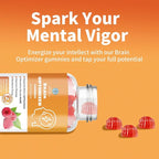 Gummies - Brain Supplement for Memory, Focus & Attention - Cognitive Support with Magnesium, Omega 3, Ashwagandha - 90 Count Raspberry Flavor