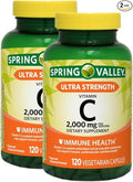 Ultra Strength Vitamin C 2000mg, 120 Capsules - Dietary Supplement (Pack of 2)