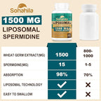 Spermidine Supplement 15 MG - 99% Purity, High Absorption, 1500 MG Fermented Wheat Germ Extract with Zinc & Thiamin, Spermidine for Men & Women - Cellular Renewal, Aging Defense, Energy, 60 Softgels