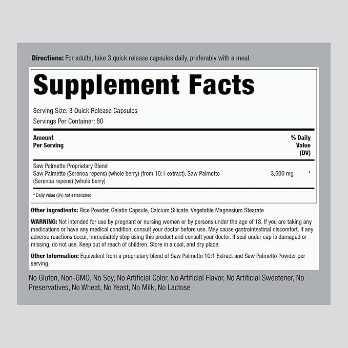 Piping Rock Saw Palmetto Extract | 240 Capsules | Serenoa Repens Extract | for Men and Women | Non-GMO, Gluten Free Supplement