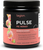LEGION Pulse Pre Workout - All Natural Nitric Oxide Preworkout Drink to Boost Energy, Creatine Free, Naturally Sweetened, Beta Alanine, Citrulline, Alpha GPC (Rainbow Sherbet)