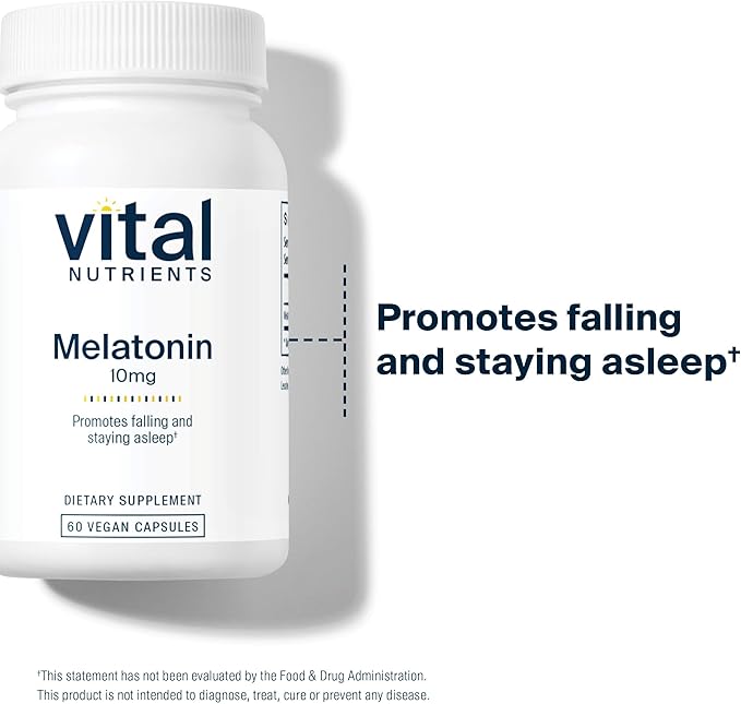 Vital Nutrients Melatonin 10mg - Vegan - Sleep Supplement to Support the Body's Natural Sleep Cycle* - Gluten, Dairy, Soy Free - 60 Capsules