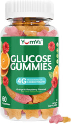 YUM-V'S Glucose Gummies – Fast Acting Glucose Gummy – Great Tasting – Gluten Free, Vegan, Non-GMO – Orange & Berry Natural Flavor – 60 Chewable Gummies for Adults & Kids