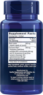 Life Extension Black Cumin Seed Oil and Curcumin Elite, Black Cumin, Turmeric Extract, Immune Health Support, high bioavailability, Whole-Body Health, Gluten Free, Non-GMO, 60 softgels