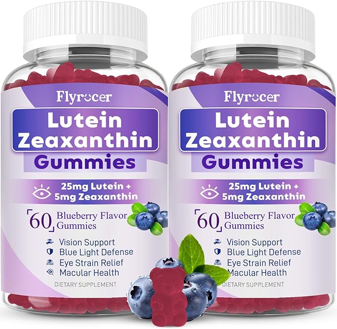 Sugar Free Lutein Gummies 25mg, Lutein and Zeaxanthin Supplements for Eye Health,13-in-1 Eye Care Formula with Omega-3 Bilberry Saffron-Vision Health, Eye Strain,Dry Eyes,Vegan Blueberry Flavor 120 Ct