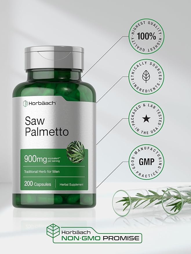 Horbäach Saw Palmetto Extract | 200 Capsules | Non-GMO and Gluten Free Formula | Traditional Herb Supplement | from Saw Palmetto Berries