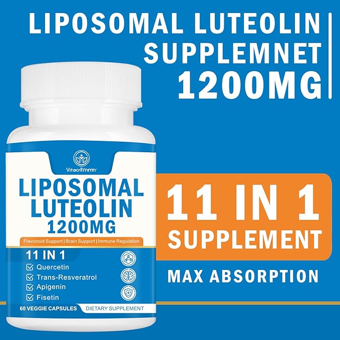 1200MG Liposomal Luteolin Supplement - Maximum Absorption, Antioxidant Boost for the Brain 60 Capsules