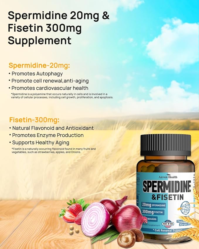 Probiotics & Spermidine Supplement - 100B CFU, 27 Strains, 20mg Spermidine, 300mg Fisetin for Gut Health, Cell Renewal & Longevity