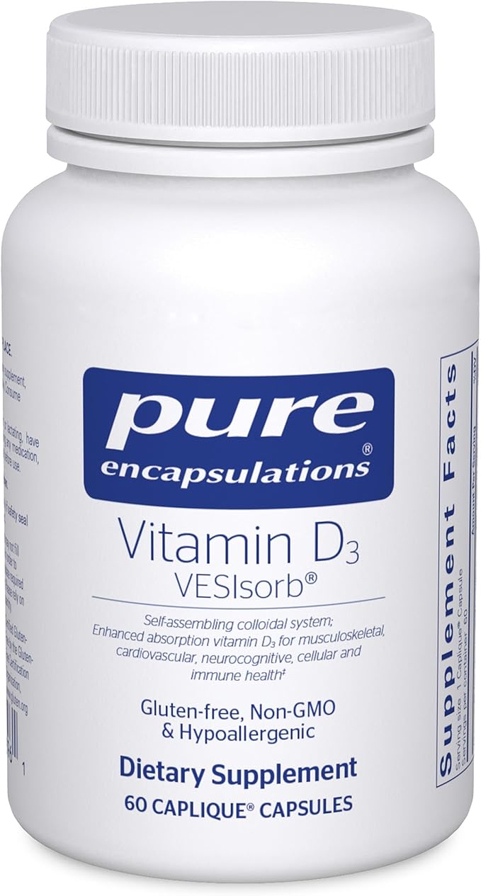 Pure Encapsulations Vitamin D3 VESIsorb | Supplement to Support Bones, Heart, Colon, Breast Health, and Enhanced Vitamin D Absorption* | 60 Caplique Capsules