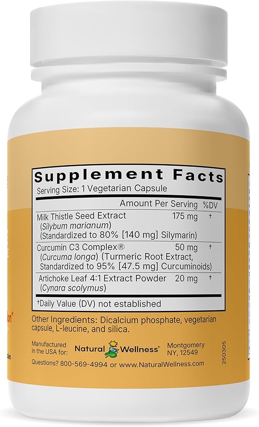Natural Wellness Milk Thistle with Artichoke & Turmeric – Advanced Liver Support Supplement for Detox, Regeneration & Antioxidant Protection – Supports Liver Cleanse, Digestion & Overall Wellness