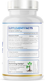 Potassium Citrate 500mg-192mg Elemental Potassium Per Serving-Non-GMO-180 Vegan Capsules