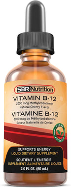 SBR Nutrition Vitamin B12 Sublingual Liquid Drops - Methylcobalamin, VIT B 12 Supports Energy, Max Absorption, 3000mcg Per Serving, 60 Servings, Non-GMO, Vegan Friendly, Manufactured in The USA