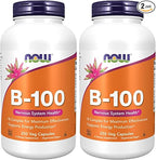 Now Supplements, Vitamin B-100, Energy Production*, Nervous System Health*, 250 Veg Capsules, (Pack of 2)