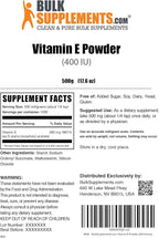 BulkSupplements.com Vitamin E 400 IU Powder - as D-Alpha Tocopherol, Vitamin E Supplements - Gluten Free, 500mg per Serving, 500g (1.1 lbs) (Pack of 1)