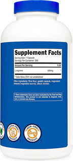 Nutricost L-Arginine 500mg, 300 Capsules (3 Bottles)