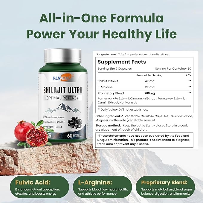 Shilajit for Men Women, Shilajit for Extra Power, Stamina & Immune Support, Multivitamin for Women Men, Womens Multivitamin for Bone, Skin & Immune Health Support, 60 Capsules Per Bottle