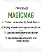 NaturalSlim MagicMag - Highly Absorbable Magnesium Citrate Powder for Relaxation, Energy, Better Sleep & Metabolic Support - Magnesium Supplement for Women & Men - Strawberry & Lime Flavored 8oz 2pk
