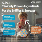 Life-Space Children Immune Support Probiotic, 2 Month Serving, Clinically Proven to Relieve Common Cold Symptoms, 12 Billion CFU, 6 in 1 Kids Probiotic for Digestive & Immune Health, 60 Grams