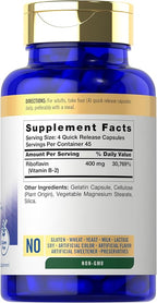 Carlyle Vitamin B-2 400mg | 180 Count | Non-GMO, Gluten Free Supplement | B2 Riboflavin
