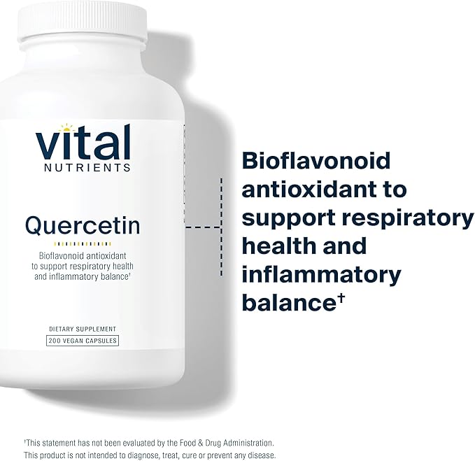 Vital Nutrients Quercetin - Vegan Quercetin Supplement with Bioflavonoids for Sinus, Respiratory, Heart, & Immune Function Support - Gluten, Dairy, Soy Free - 500mg - 200 Capsules