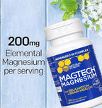 MagTech Magnesium Complex for Women & Men - 3 Forms of Magnesium: Glycinate, Magtein L-Threonate & Taurate - 200mg Chelated Complex - Support for Relaxation & Brain Health - 90 Glycinate Capsules