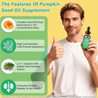 Pumpkin Seed Oil with Saw Palmetto Drops-High Concentrated Pumpkin Seeds Oil Supplement for Hair, Bladder & Prostate Health丨 Cold Pressed, High Absorption Liquid for Women & Men丨NON-GMO, Vegan, 2Fl Oz